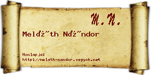 Meláth Nándor névjegykártya